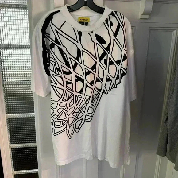 Market X Smiley T-Shirt White Basketball Net Crew Neck Men’s Size XXL - Picture 4 of 9